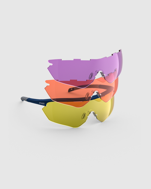 Navy/Gray with HD Medium, Dark Purple, Medium Yellow Lenses