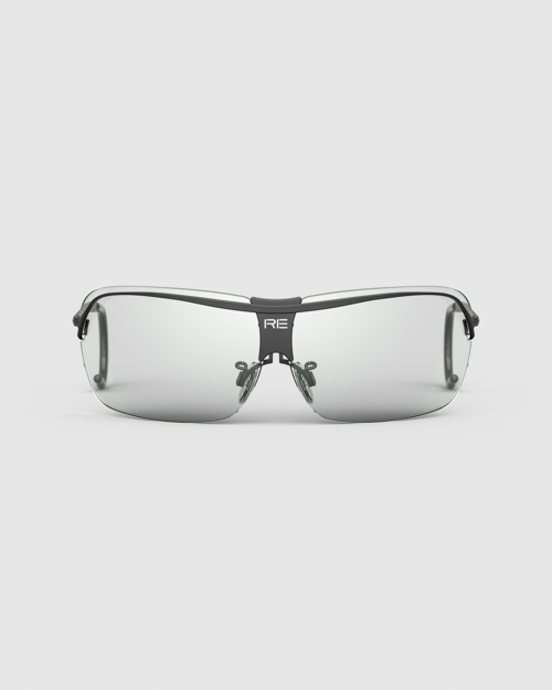 XLW Frame in Matte Black with Cable Temple Tips and RE pad printed on the nose bridge.