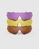 Navy Blue/Grey Frame with Dark Purple, Modified Brown, Medium Yellow Lenses