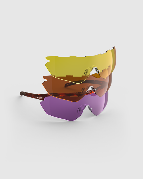 Tortoise Frame with Dark Purple, Modified Brown, Medium Yellow Lenses